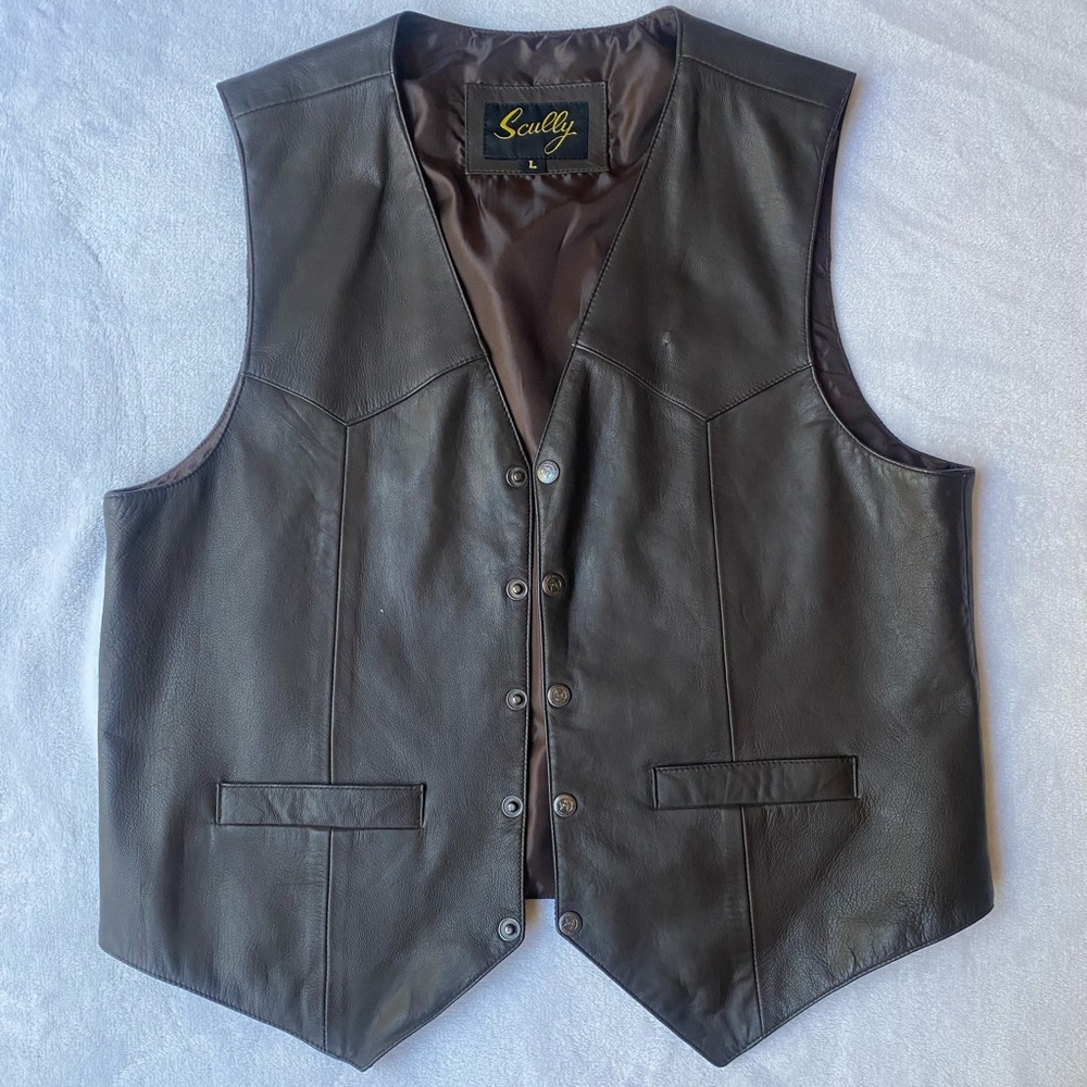 Brown Leather Western Vest by Scully